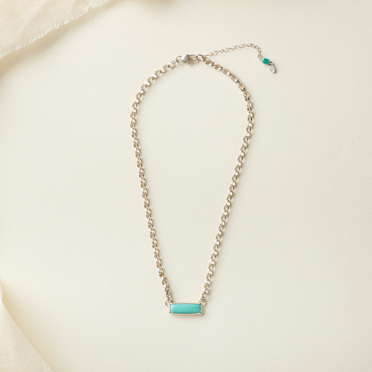 Chunky Chain Turquoise Bar Necklace