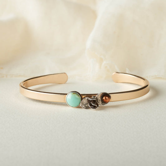 Cufflette :: 14k GF with Turquoise and Silver Succulent with Copper flair